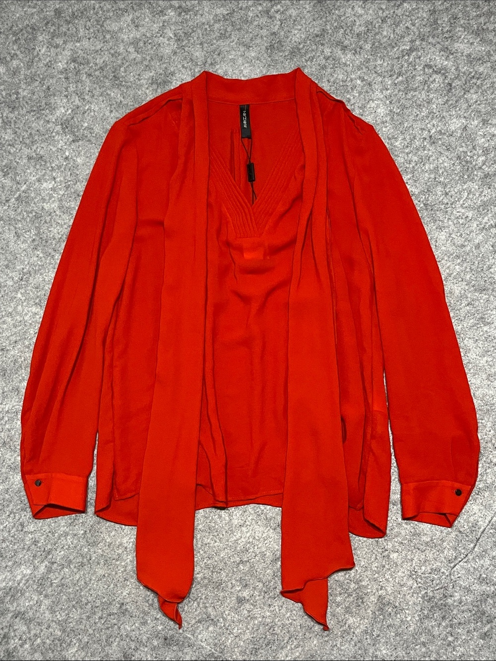 Marc Cain Vibrant Orange-Red Pleated Blouse